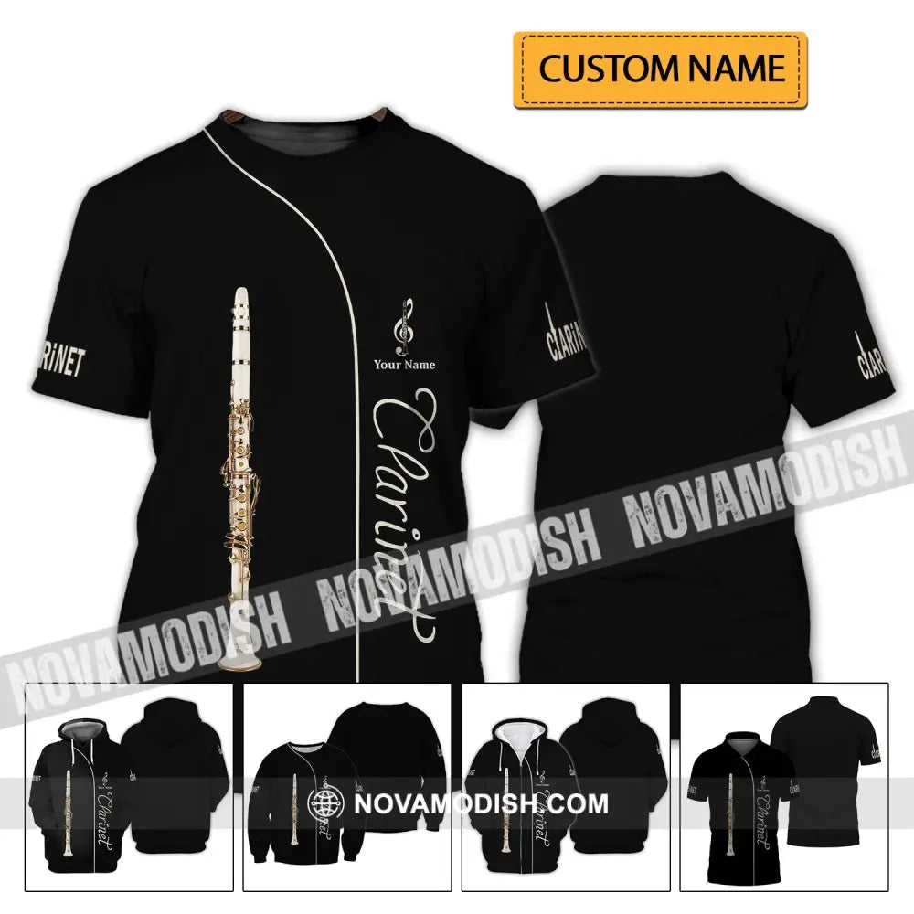 Unisex Shirt - Custom Name T-Shirt - Love Clarinet - Clarinet Lover Shirt T-shirt