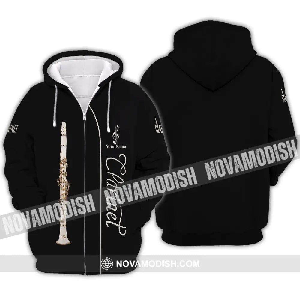 Unisex Shirt - Custom Name T-Shirt - Love Clarinet - Clarinet Lover Shirt Zipper Hoodie / S T-shirt