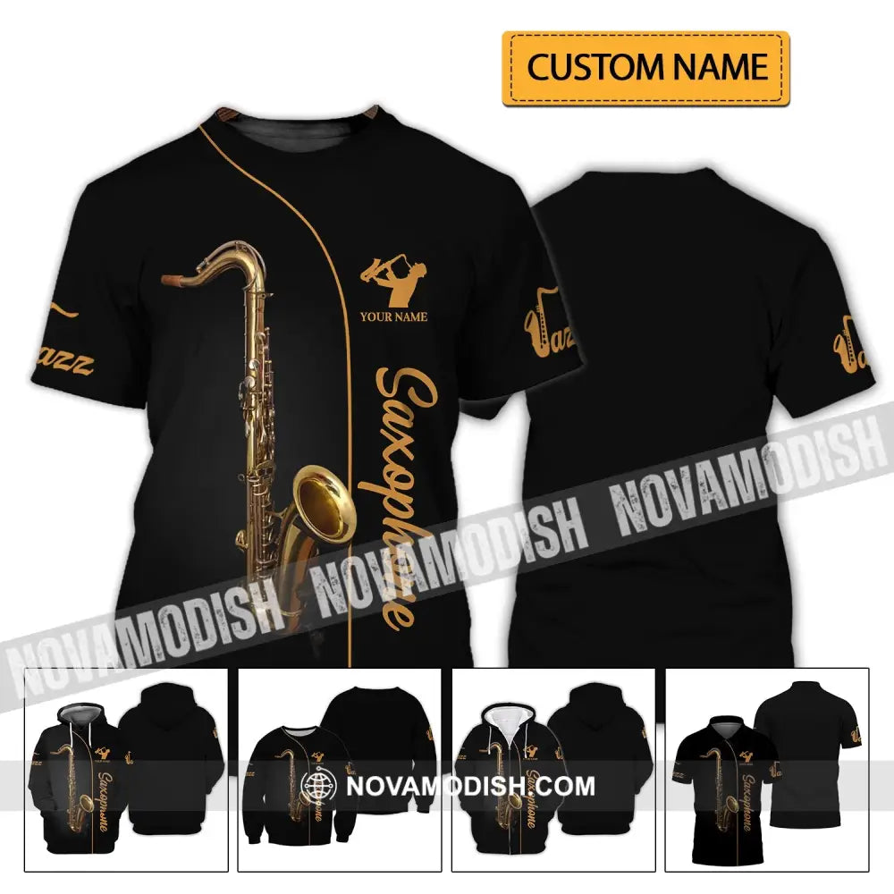 Unisex Shirt - Custom Name T-Shirt - Love Jazz Music - Saxophone Lover Shirt T-shirt