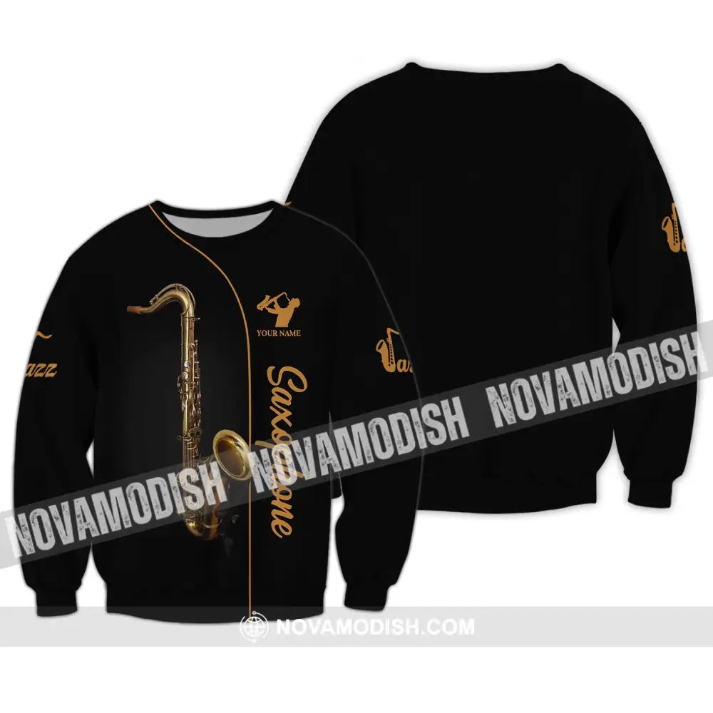 Unisex Shirt - Custom Name T-Shirt - Love Jazz Music - Saxophone Lover Shirt Long Sleeve / S T-shirt