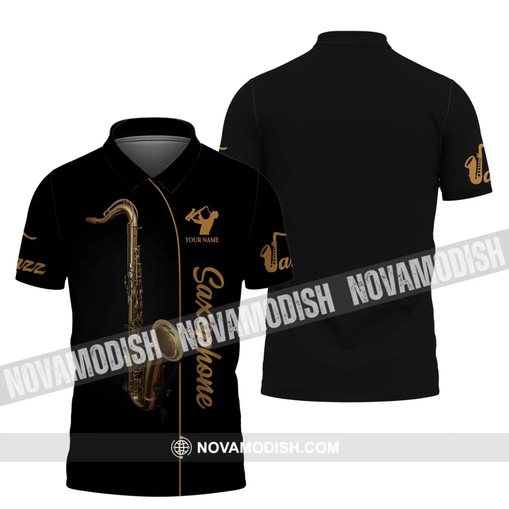 Unisex Shirt - Custom Name T-Shirt - Love Jazz Music - Saxophone Lover Shirt Polo Shirt / S T-shirt