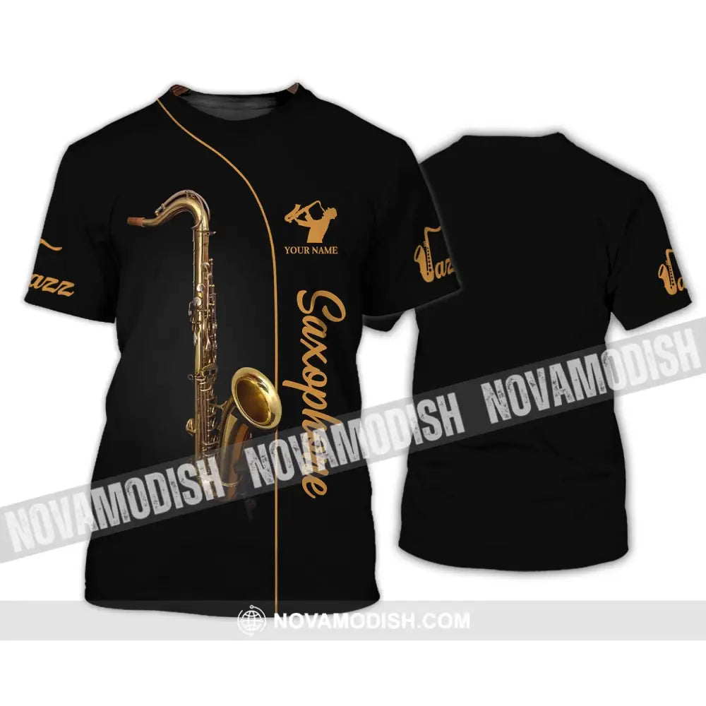 Unisex Shirt - Custom Name T-Shirt - Love Jazz Music - Saxophone Lover Shirt T-Shirt / S T-shirt