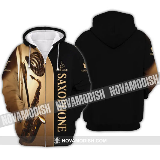 Unisex Shirt - Custom Name T-Shirt - Love Saxophone - Saxophone Player Shirt Zipper Hoodie / S T-shirt