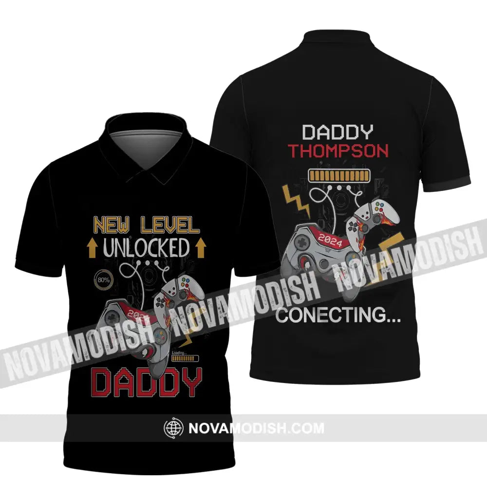 Unisex Shirt - Custom Name T-Shirt New Level Unlocked Polo Shirt / S T-shirt