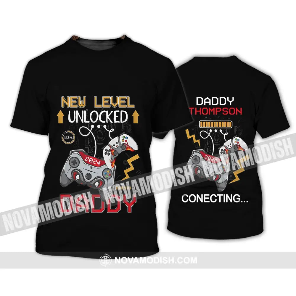 Unisex Shirt - Custom Name T-Shirt New Level Unlocked T-Shirt / S T-shirt