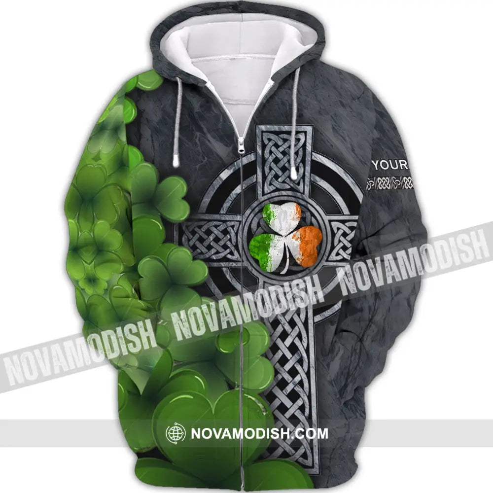 Unisex Shirt - Custom Name T-Shirt - Patrick’s Day Gift Happy Saint Patrick’s Day Zipper Hoodie / S T-shirt