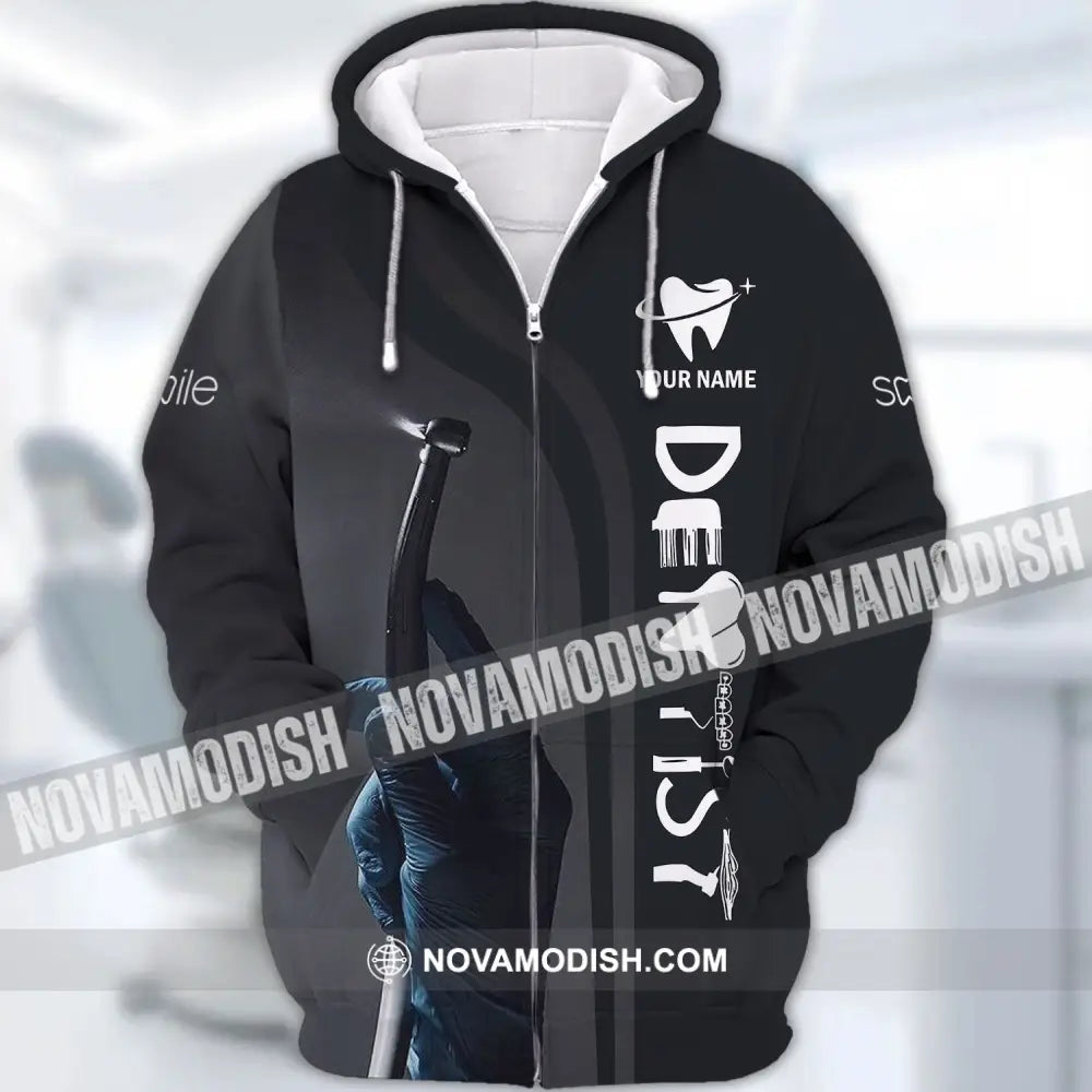 Unisex Shirt - Custom Name T-Shirt - Personalized Dentist Shirt - Gift For Dentists Zipper Hoodie / S T-shirt