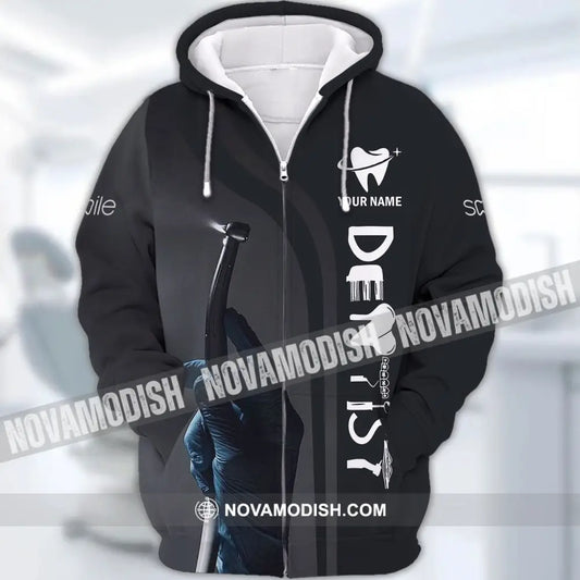 Unisex Shirt - Custom Name T-Shirt - Personalized Dentist Shirt - Gift For Dentists Zipper Hoodie / S T-shirt