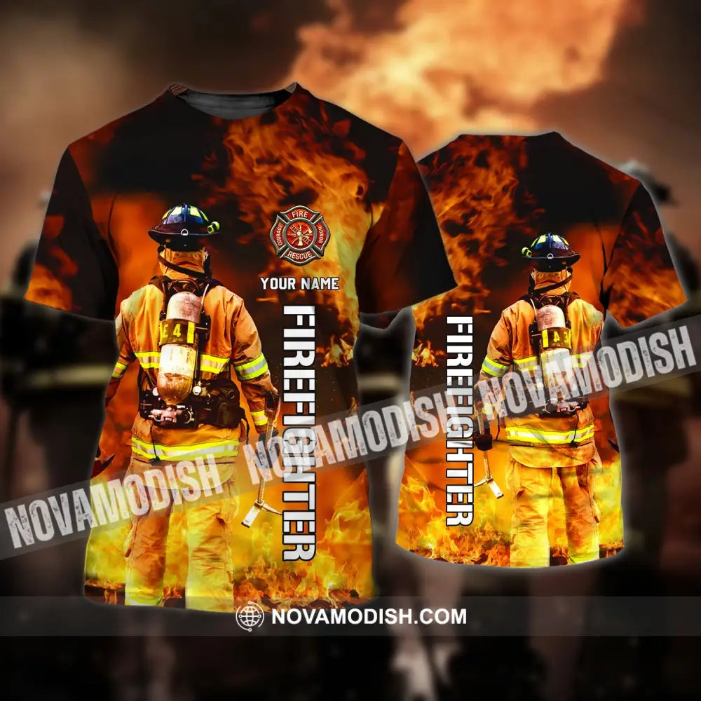 Unisex Shirt - Custom Name T-Shirt Personalized Firefighter Gift For Fireman T-Shirt