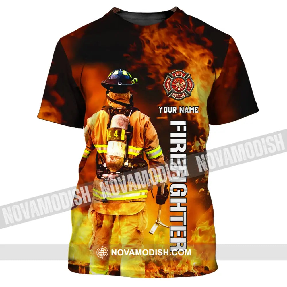 Unisex Shirt - Custom Name T-Shirt Personalized Firefighter Gift For Fireman T-Shirt