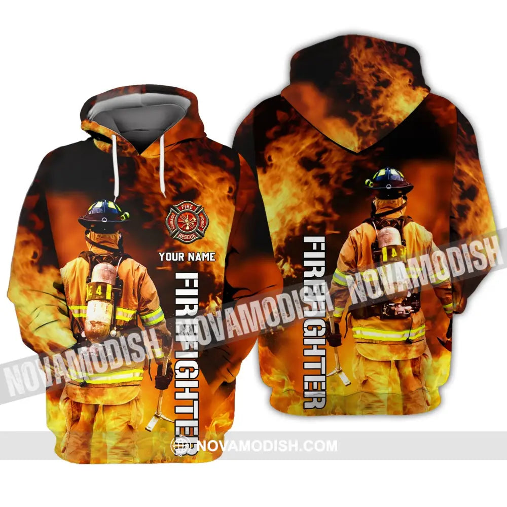 Unisex Shirt - Custom Name T-Shirt Personalized Firefighter Gift For Fireman Hoodie / S T-Shirt