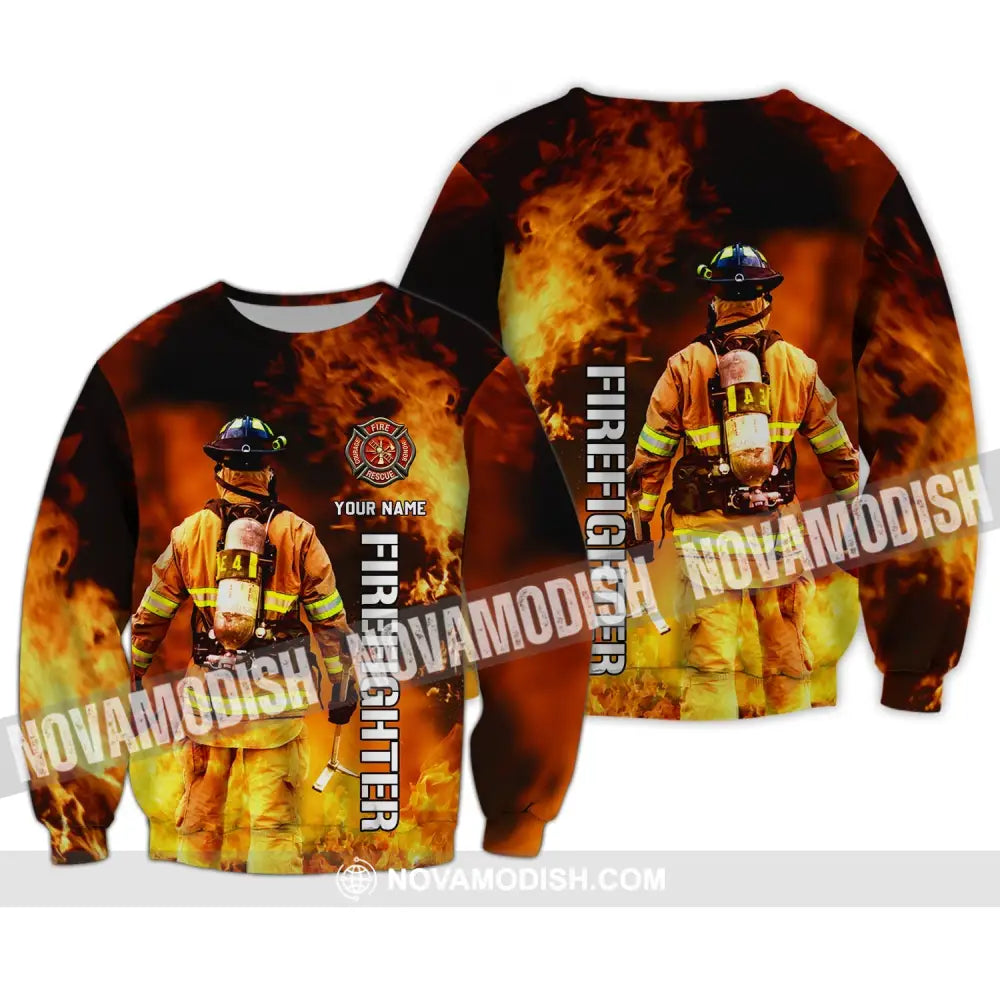 Unisex Shirt - Custom Name T-Shirt Personalized Firefighter Gift For Fireman Long Sleeve / S T-Shirt