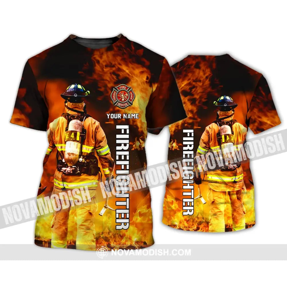 Unisex Shirt - Custom Name T-Shirt Personalized Firefighter Gift For Fireman / S T-Shirt