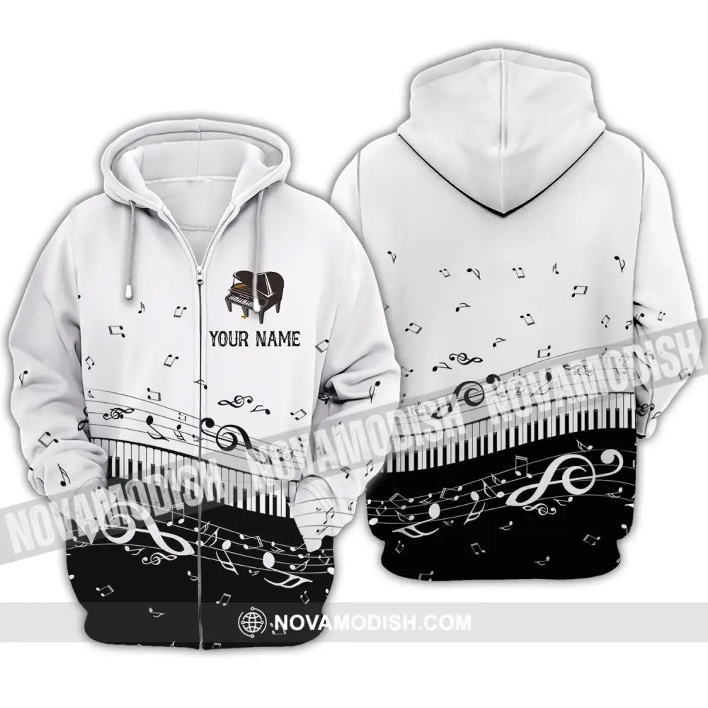 Unisex Shirt - Custom Name T-Shirt - Personalized Piano Shirt - Gift for Music Lovers Zipper Hoodie / S T-shirt
