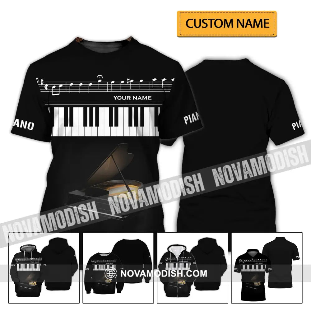 Unisex Shirt - Custom Name T-Shirt - Piano Keys Shirt T-shirt