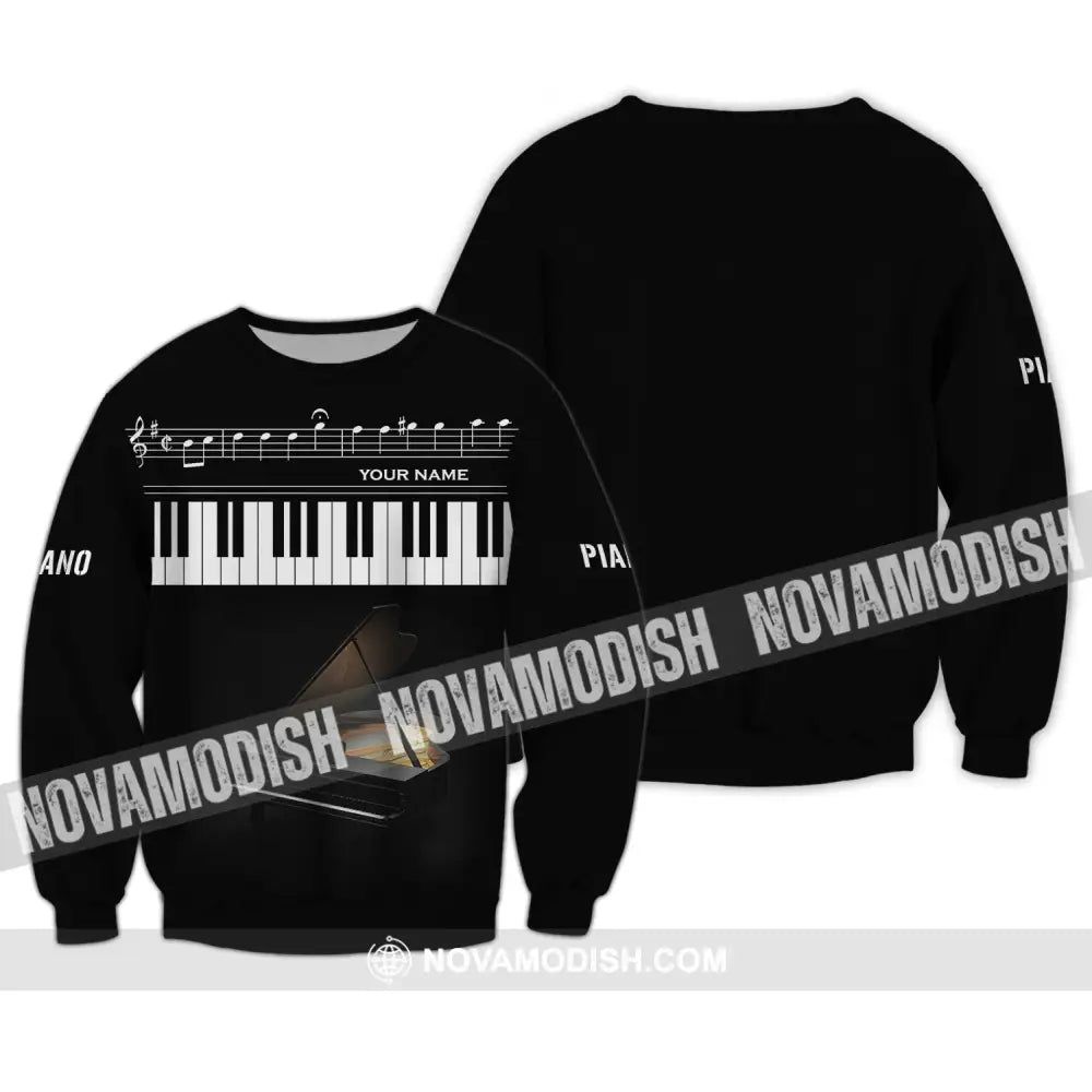 Unisex Shirt - Custom Name T-Shirt - Piano Keys Shirt Long Sleeve / S T-shirt