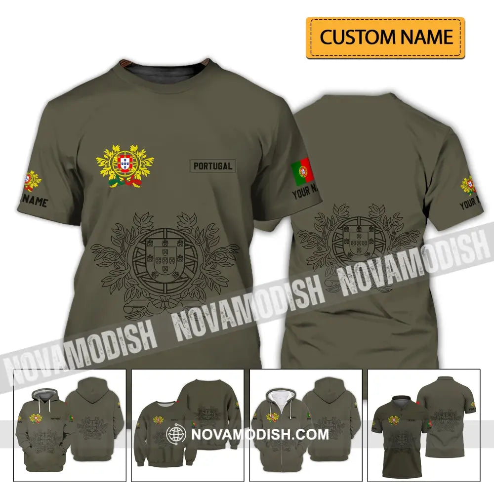 Unisex Shirt - Custom Name T-Shirt - Portugal Name Clothing Portugal Coat Of Arms T-shirt