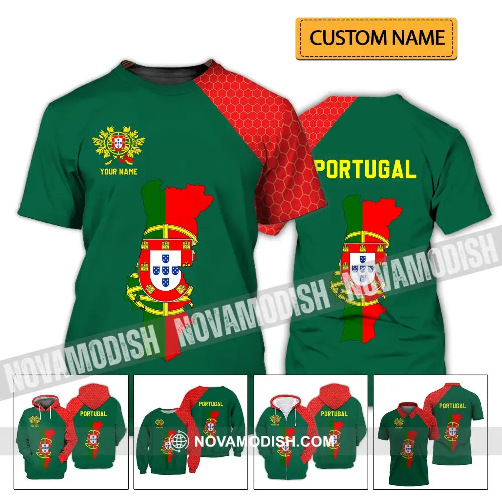 Unisex Shirt - Custom Name T-Shirt - Portugal Name Clothing Portugal Map T-shirt