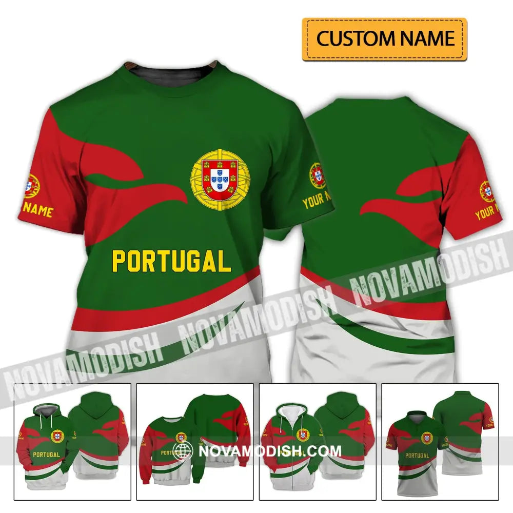 Unisex Shirt - Custom Name T-Shirt - Portugal Name Clothing Portugal Proud Version T-shirt