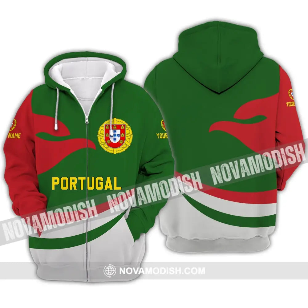 Unisex Shirt - Custom Name T-Shirt - Portugal Name Clothing Portugal Proud Version Zipper Hoodie / S T-shirt