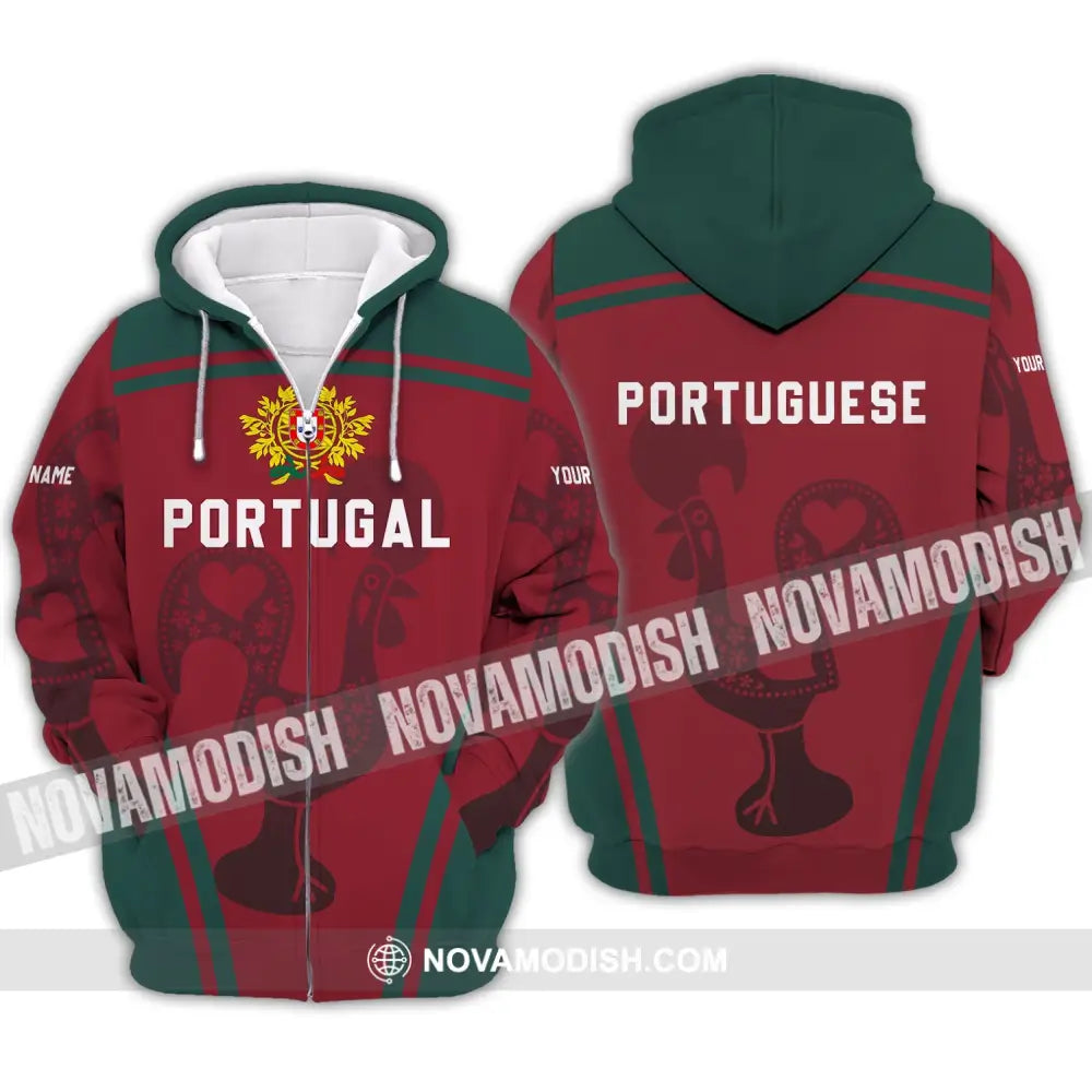 Unisex Shirt - Custom Name T-Shirt Portugal Shirt Portugal Clothing Zipper Hoodie / S T-shirt