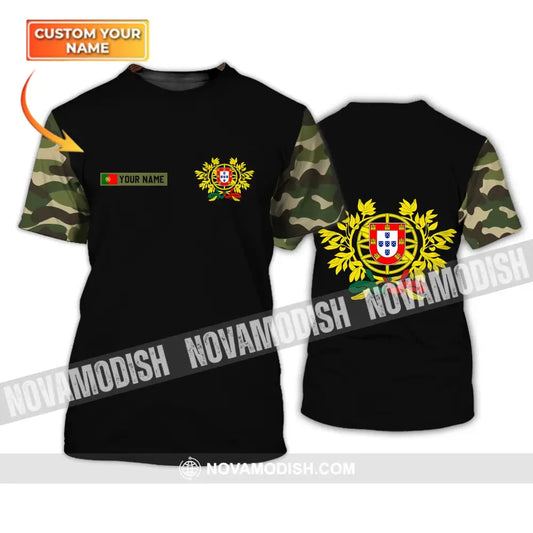 Unisex Shirt - Custom Name T-Shirt Portugal Coat Of Arms Camo Shirt T-shirt
