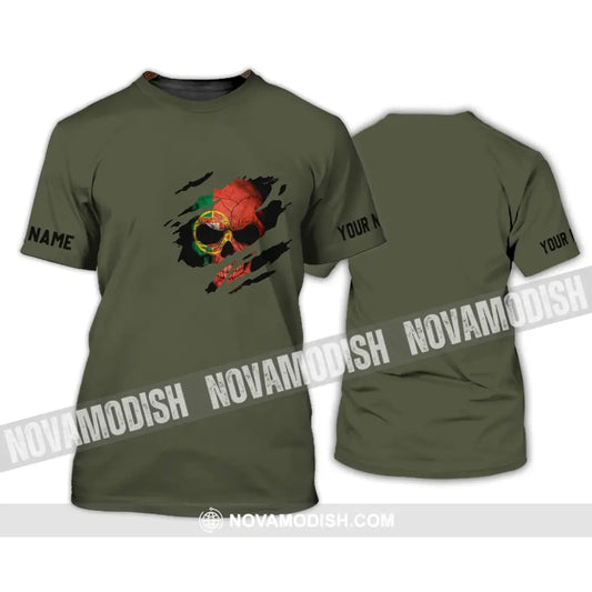 Unisex Shirt - Custom Name T-Shirt Portugal Flag Skull T-Shirt / S T-shirt