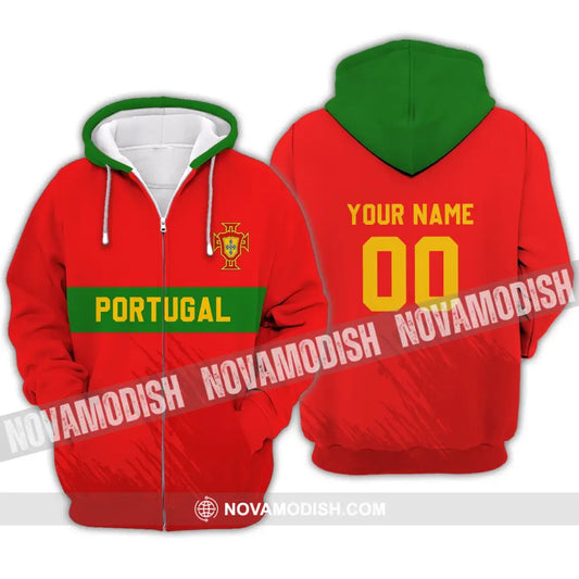 Unisex Shirt - Custom Name T-Shirt Portugal Football Clothing Zipper Hoodie / S T-shirt