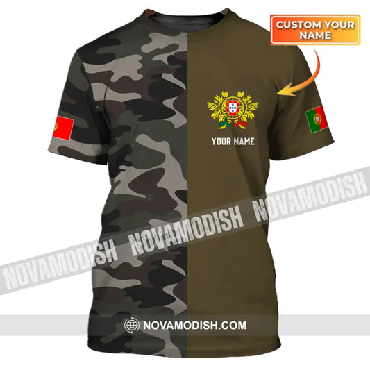 Unisex Shirt - Custom Name T-Shirt Portugal Half Camo Design Shirt T-shirt