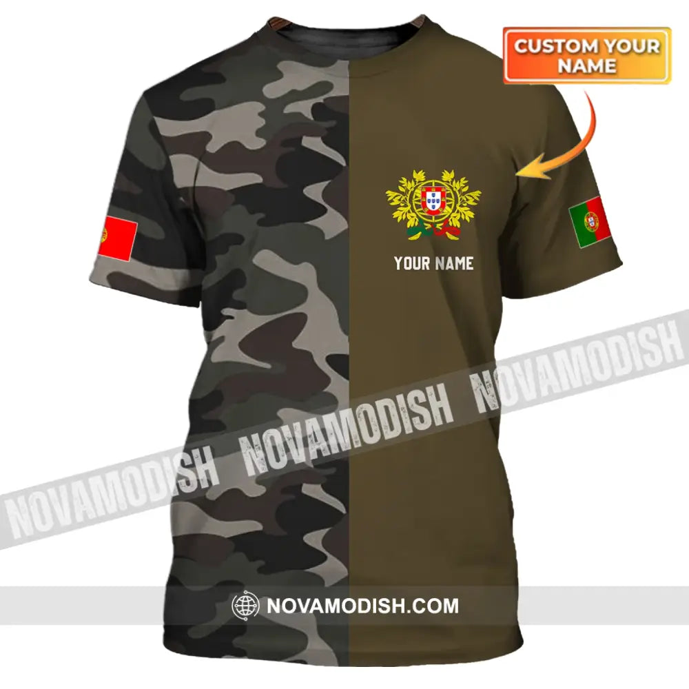 Unisex Shirt - Custom Name T-Shirt Portugal Half Camo Design Shirt T-shirt