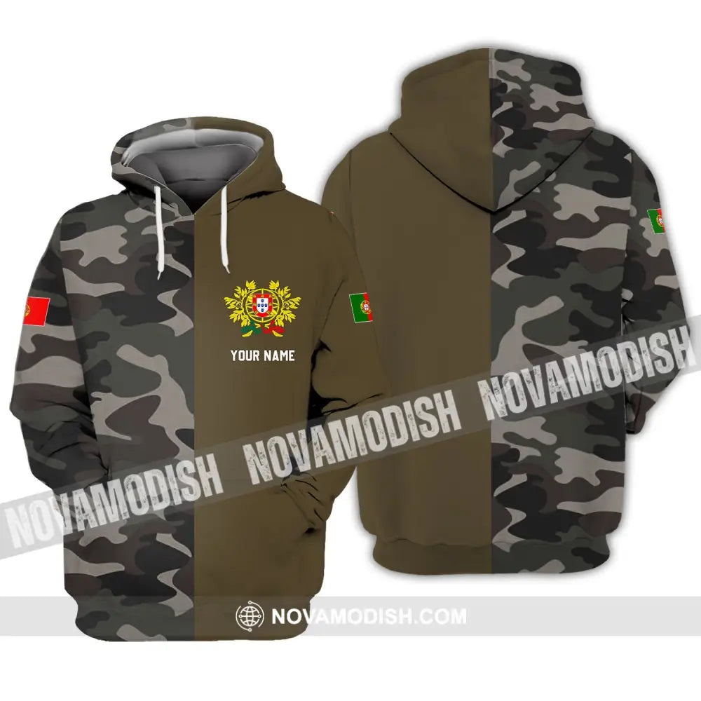Unisex Shirt - Custom Name T-Shirt Portugal Half Camo Design Shirt Hoodie / S T-shirt