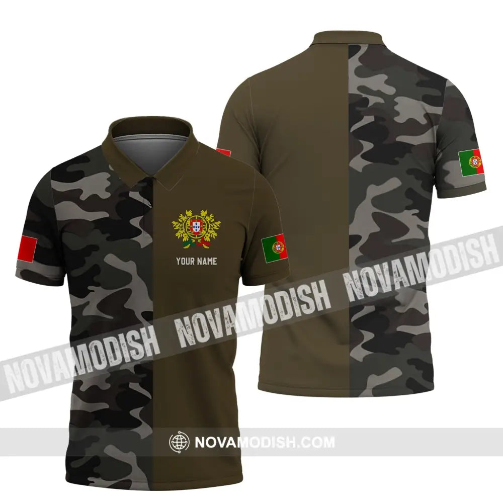 Unisex Shirt - Custom Name T-Shirt Portugal Half Camo Design Shirt Polo Shirt / S T-shirt