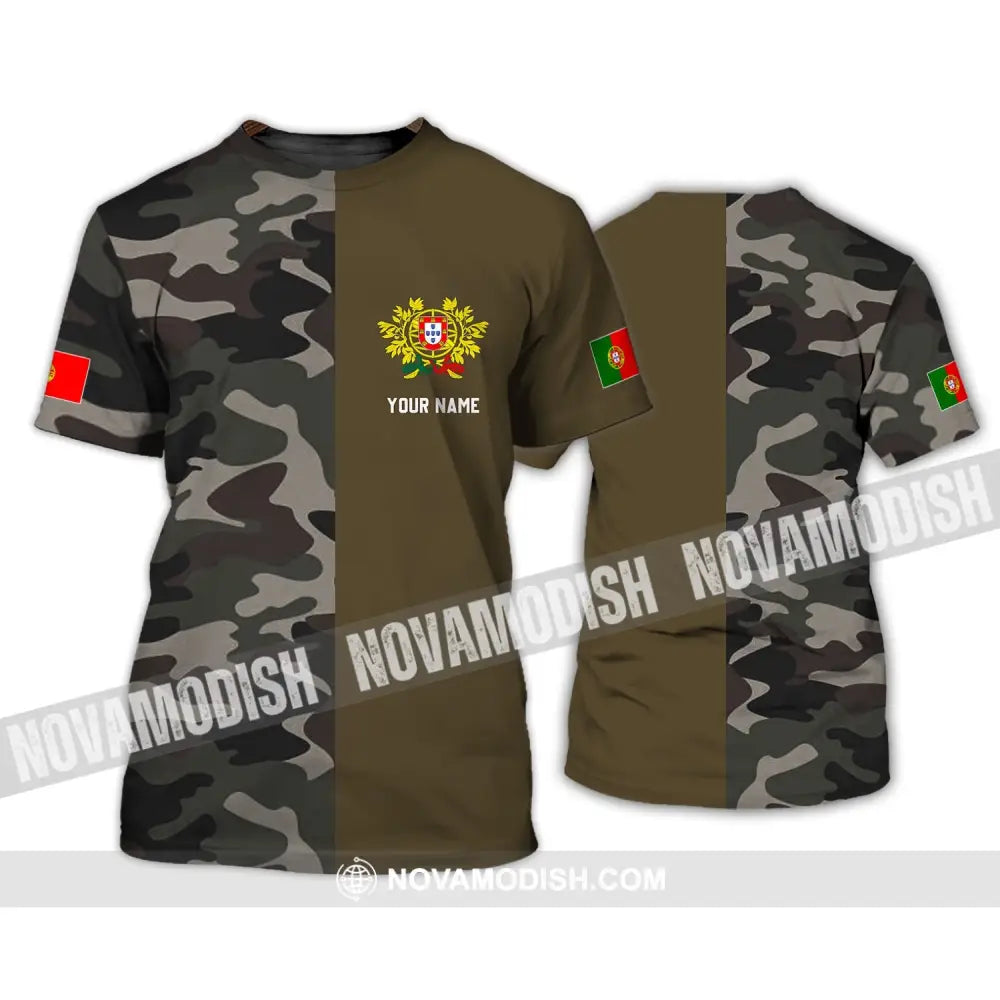 Unisex Shirt - Custom Name T-Shirt Portugal Half Camo Design Shirt T-Shirt / S T-shirt