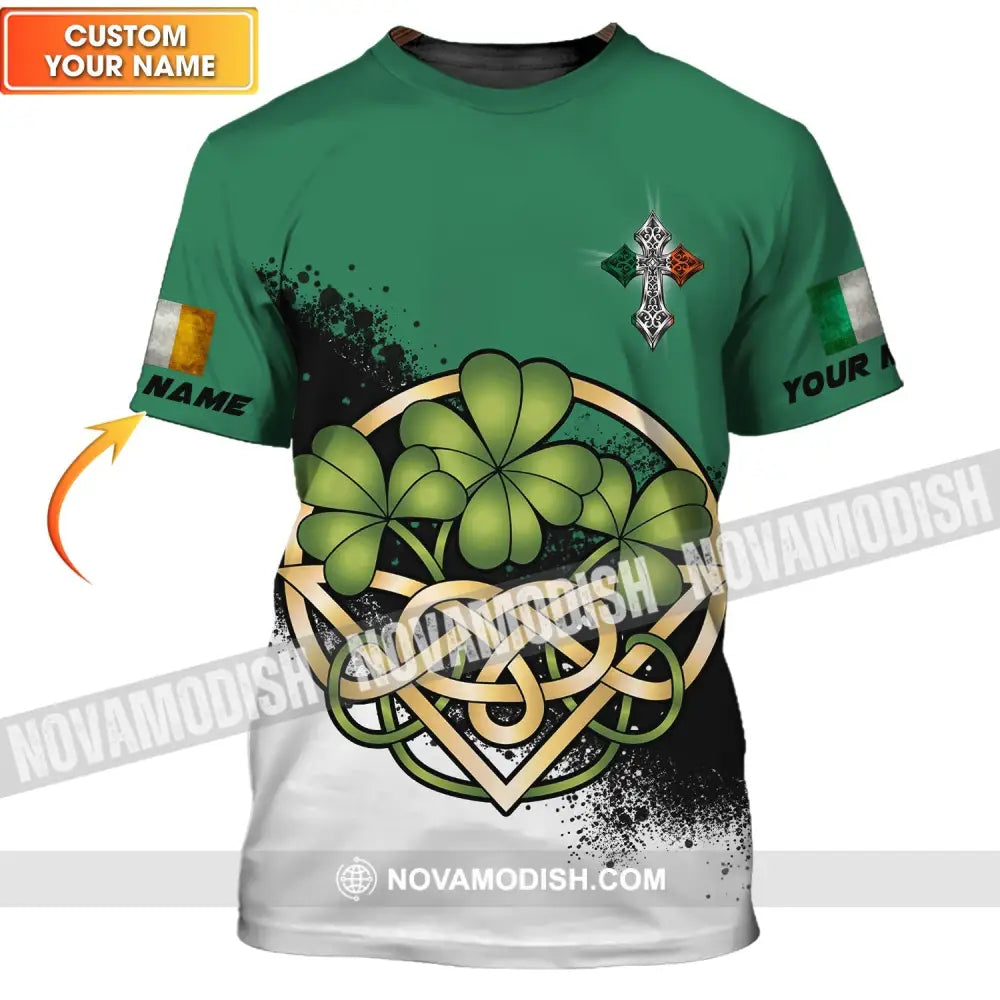 Unisex Shirt - Custom Name T-Shirt - ST. Patrick’s Day Clothing 4-Leaf Clover T-shirt