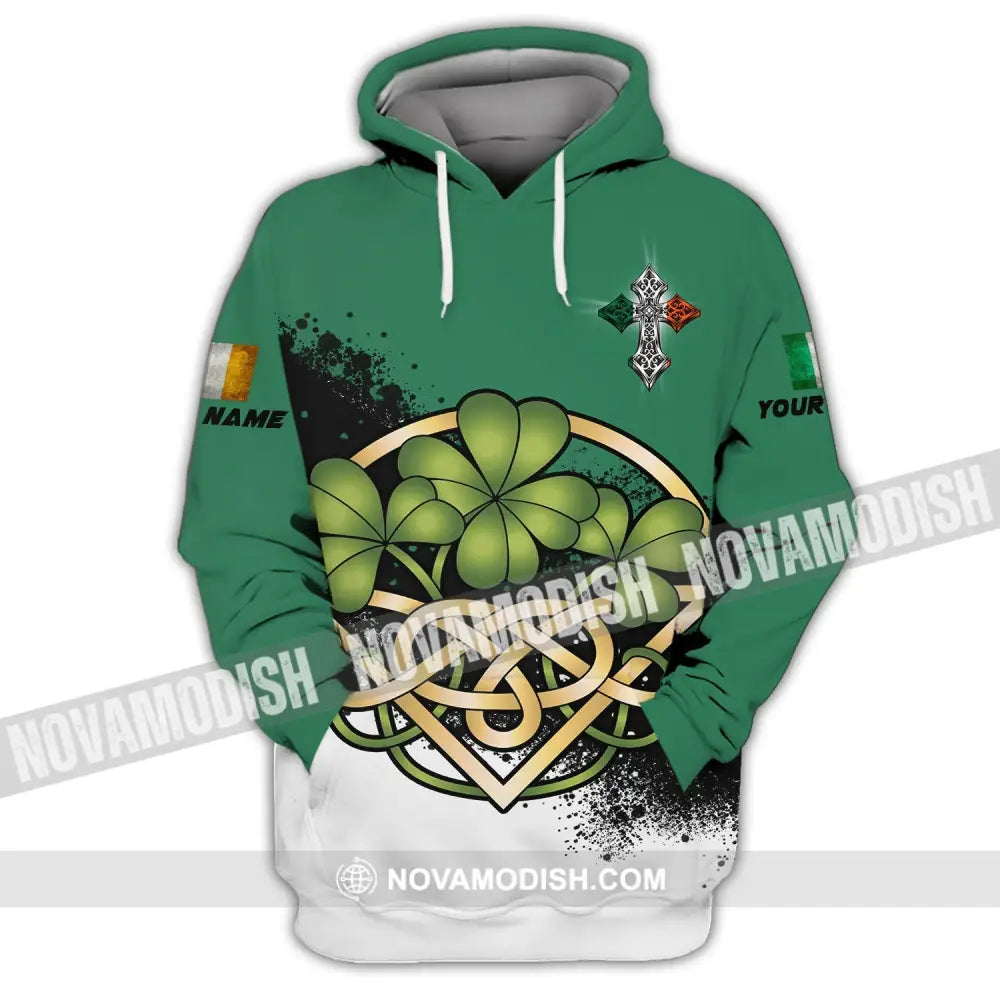 Unisex Shirt - Custom Name T-Shirt - ST. Patrick’s Day Clothing 4-Leaf Clover Hoodie / S T-shirt