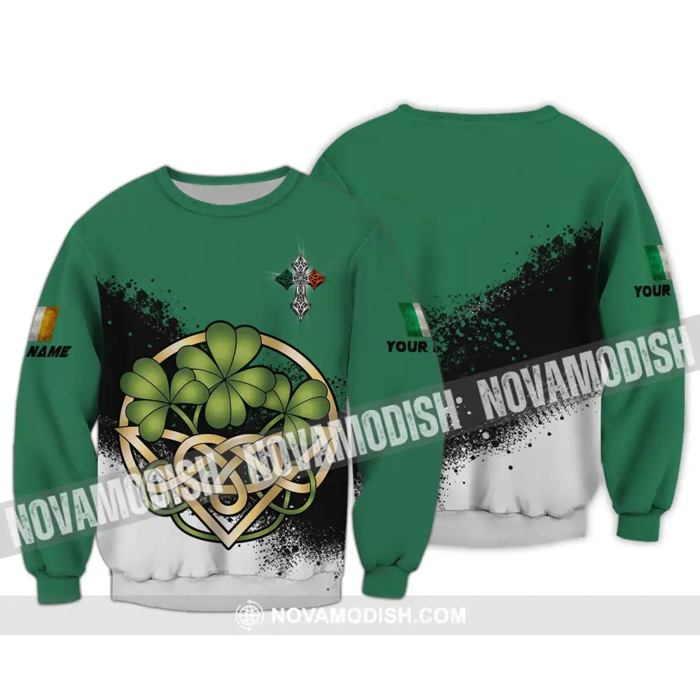 Unisex Shirt - Custom Name T-Shirt - ST. Patrick’s Day Clothing 4-Leaf Clover Long Sleeve / S T-shirt