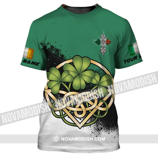 Unisex Shirt - Custom Name T-Shirt - ST. Patrick’s Day Clothing 4-Leaf Clover T-Shirt / S T-shirt
