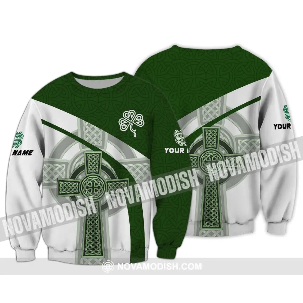 Unisex Shirt - Custom Name T-Shirt - ST. Patrick’s Day Clothing Leaf Clover Shirt Long Sleeve / S T-shirt