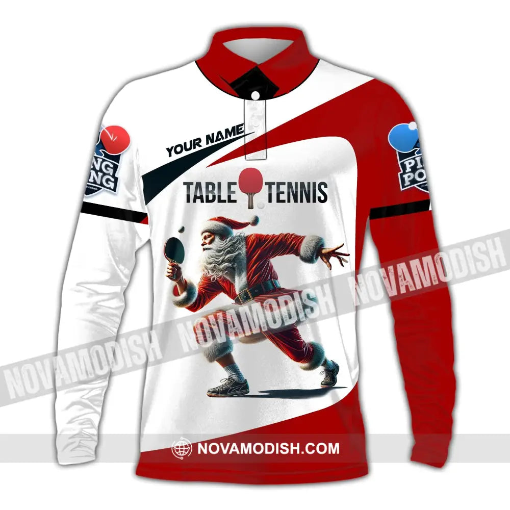 Unisex Shirt Custom Name Table Tennis Polo Long Sleeve Club Uniform Lover Gift / S T-Shirt