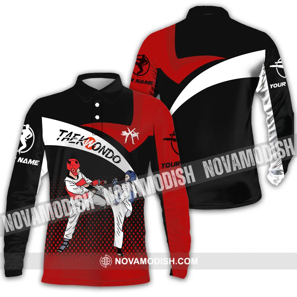 Unisex Shirt - Custom Name Shirt Taekwondo Fighters Long Sleeve Polo / S T-shirt
