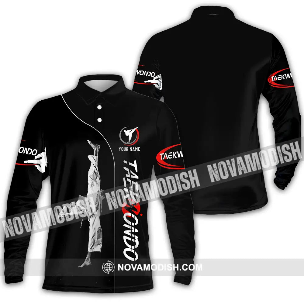 Unisex Shirt - Custom Name Shirt Taekwondo Long Sleeve Polo / S T-shirt