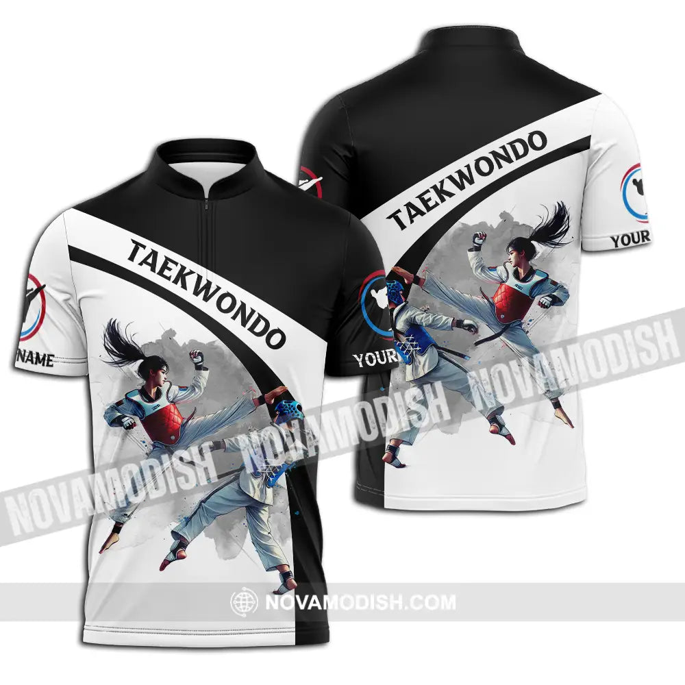 Unisex Shirt - Custom Name Taekwondo Sport Shirt Zipper Polo Shirt / S T-shirt