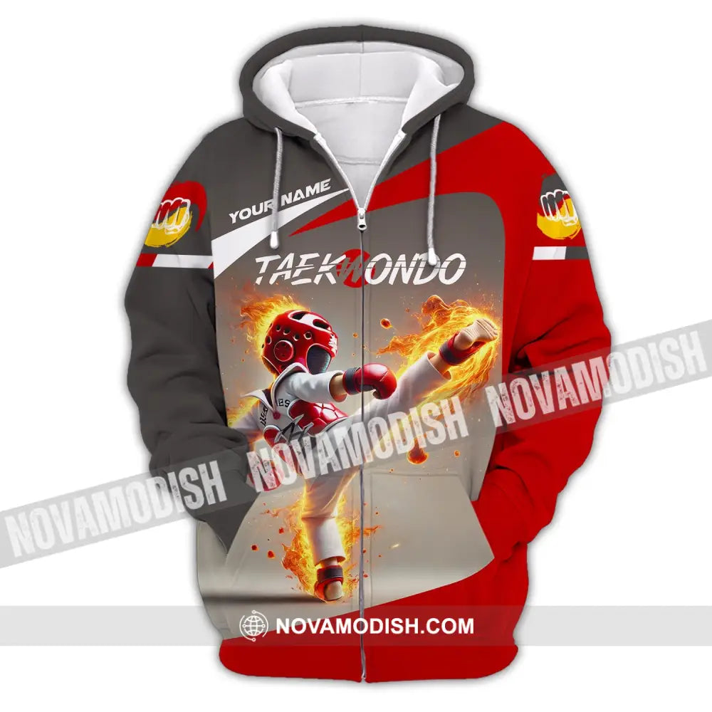 Unisex Shirt - Custom Name Taekwondo Zipper Hoodie / S T-Shirt