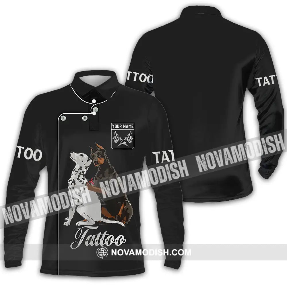 Unisex Shirt - Custom Name Tattoo Long Sleeve Polo / S T-Shirt