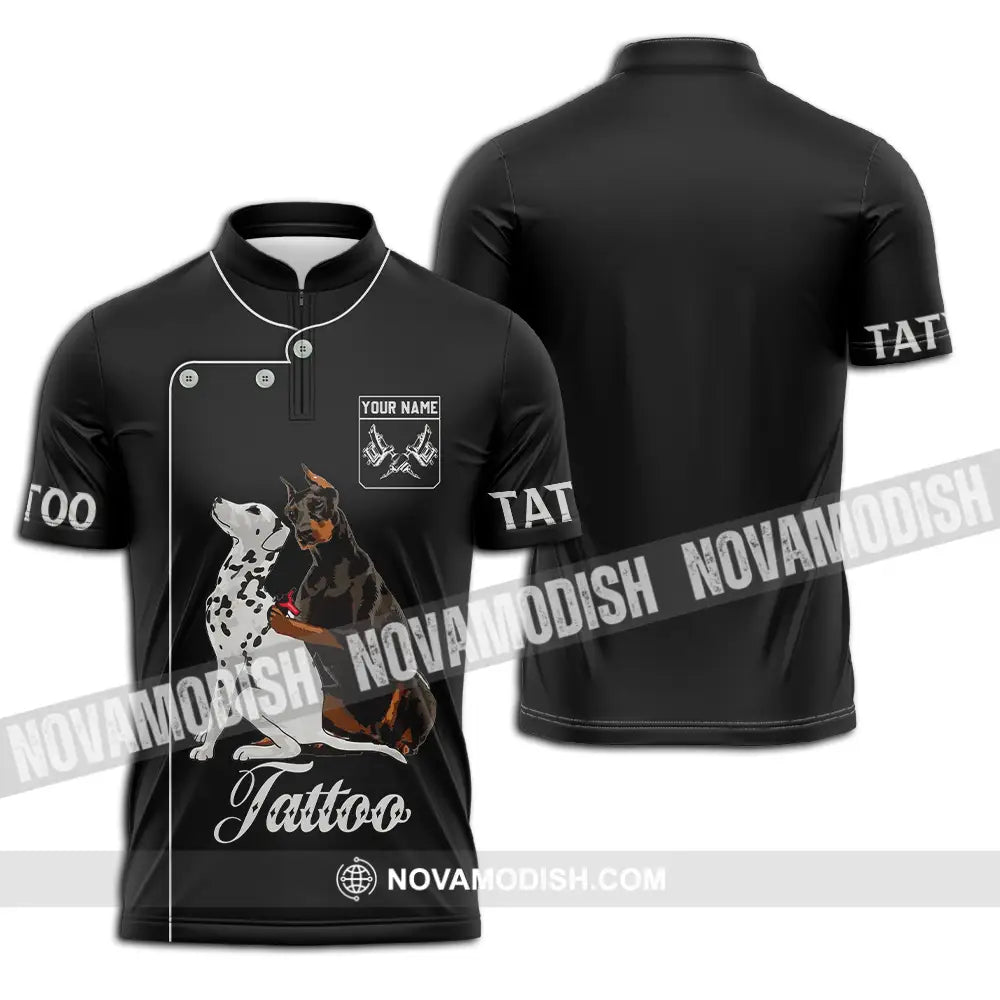 Unisex Shirt - Custom Name Tattoo Zipper Polo / S T-Shirt