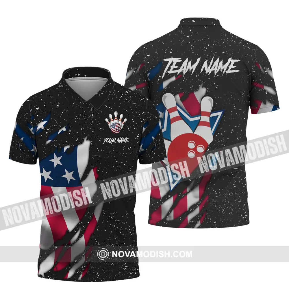 Unisex Shirt - Custom Name Shirt - Team Name Shirt American Bowling Polo Shirt / S T-shirt