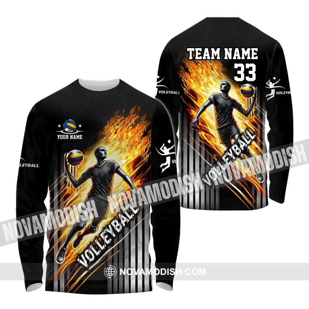 Unisex Shirt - Custom Name Team Name And Number Shirt Volleyball Lover Long Sleeve Shirt / S T-shirt