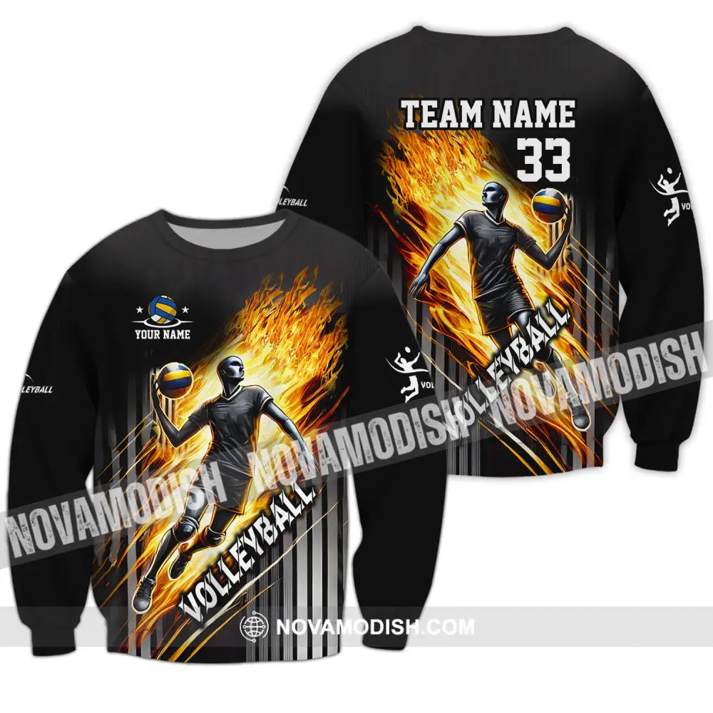 Unisex Shirt - Custom Name Team Name And Number Shirt Volleyball Lover Long Sleeve / S T-shirt
