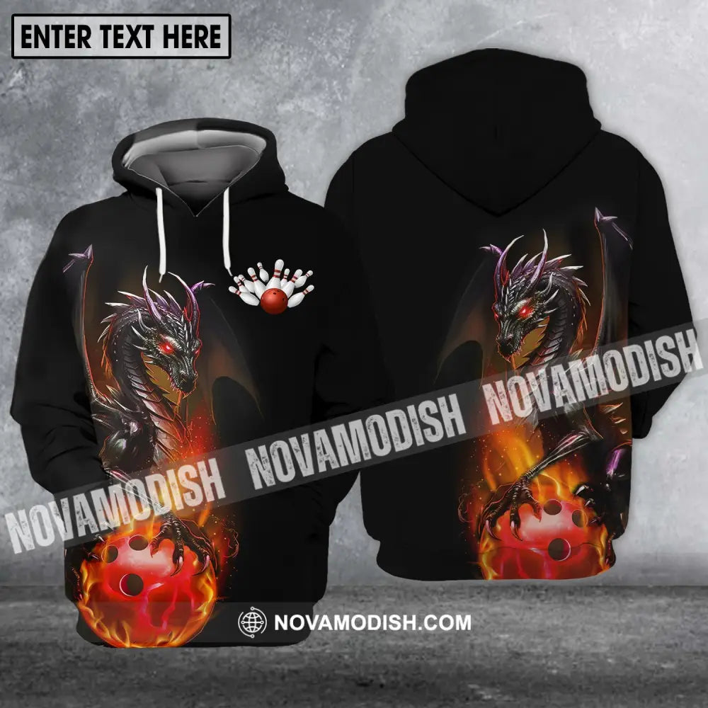 Unisex Shirt - Custom Name Shirt - Team Name Shirt Bowling Dragon Fire Ball Hoodie / S T-shirt