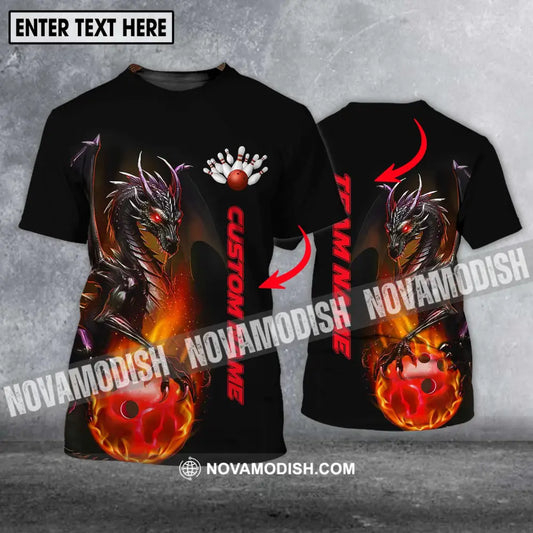 Unisex Shirt - Custom Name Shirt - Team Name Shirt Bowling Dragon Fire Ball T-Shirt / S T-shirt